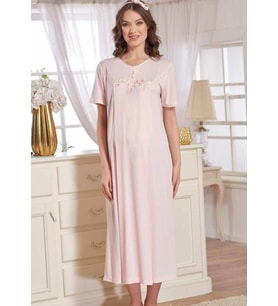 Emose 3950 Taşlı Çiçek Lohusa Gecelik (Mint Yeşili)