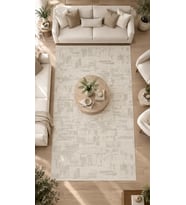 Beliz Viskon Krem Soyut Desenli Premium Salon Halısı