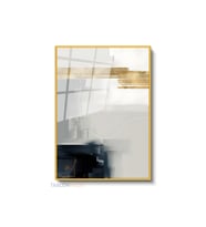 Dikey Çerçeveli Cam Soyut 0044 1 Modern Ev Dekoru Duvar Sanatı Ev Ofis Tablosu (Altın)