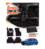 e-biz FORD FOCUS 4-HATCHBACK (2019-2026) Uyumlu EVA Oto Paspas Metal Topukluklu Havuzlu Siyah-Bordo
