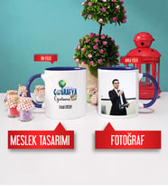 Coğrafya Öğretmenine Hediye Coğrafya Öğretmeni Kupa Bardak Lacivert Fotoğraflı