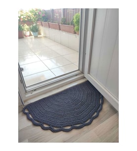 (90X45) %100 El Örgüsü Balkon/ Kapı Önü Yarım Ay Paspas (STD)