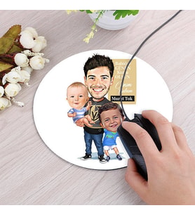 Kişiye Özel Kardeşim Ben ve Babam Karikatürlü Mousepad