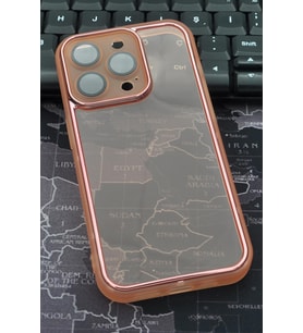 iPhone 14 Pro Max Uyumlu Pembe Kenarlı Renkli Yarı Şeffaf Kapak Kılıf Kamera Lens Korumalı