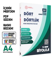 2027 MEBİ-OGM 11. Sınıf Dört Dörtlük Biyoloji Pekiştirme Testi A4 Renkli Soru Bankası BASKI ÜCRETİ