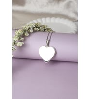 Resimlik Kolye Kalp Madalyon Zincir 925 Ayar Gümüş Kolye (Silver)