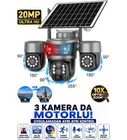 RX99 3 Kameralı Optik Zoom 4G Sim Kartlı Solar Güvenlik Kamerası Dış Mekan Gece Görüş Güneş Panelli