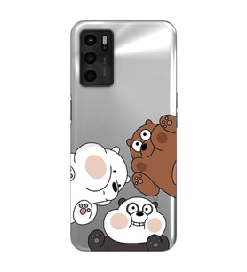Oppo A16 Uyumlu Kafadar Ayılar Desenli Şeffaf Telefon Kılıfı