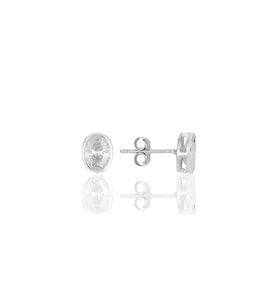 Söğütlü Silver Gümüş rodyumlu oval kesim zirkon taşlı küpe