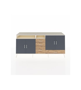Hyperion Konsol 5 Raflı 4 Çekmeceli 4 Kapaklı 220x44x99 Aytaşı-Antrasit/Çam