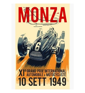 Monza Grand Prıx'i; Vintage Otomobil Yarışı Baskı Tablo Ahşap Poster Dekoratif