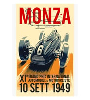 Monza Grand Prıx'i; Vintage Otomobil Yarışı Baskı Tablo Ahşap Poster Dekoratif