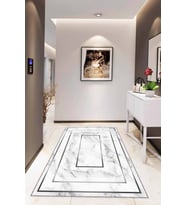 Silver Çerçeveli Kaymaz Tabanlı Dekoratif Halı RV007 - 100 x 160 cm