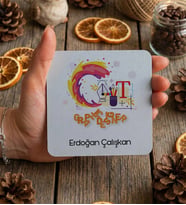 Kişiye Özel Grafiker Bardak Altlığı  Hediyesi (Beyaz)