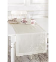 Krem Buldan İpeği Köşe İşlemeli 50x130 cm Runner