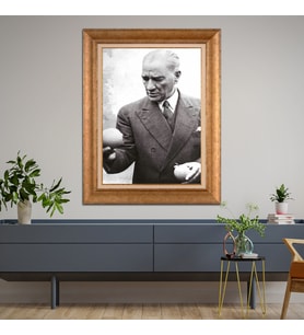 Altın Varaklı Paspartulu Çerçeveli Tablo rv498
