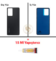 Xiaomi Redmi Note 12 Pro 5G Siyah Arka Pil Kapağı Batarya Kapağı Lazer Kesim + B-7000 Yapıştırıcı