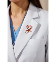 Kalp Formlu Steteskop Tasarım Taşlı Doktor Hemşire Broşu
