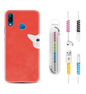 Huawei P20 Lite Mate 10 20 Lite Pro P40 Lite KılıfKablo Koruma Spiral Silikon Kedoş 1735