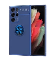Galaxy S22 Ultra Kılıf Zore Ravel Yüzüklü Silikon Kılıf (Mavi)