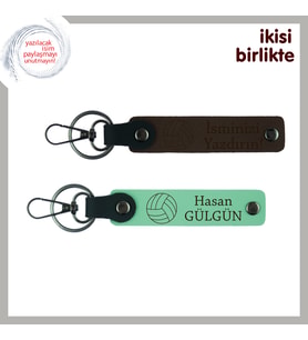Veli Olarak Gururla Sunulacak Hediyelik, Voleybol Toplu Anahtarlık Seti, Koyu Kahve-Açık Yeşil