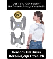 Premium Sensörlü Ayarlanabilir Dik Duruş Korsesi Şarjlı Titreşimli Omuz Sırt Kambur Önleyici