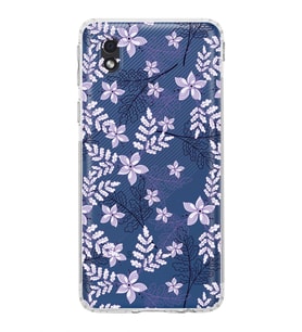 Samsung Galaxy A01 Core  Kamera Korumalı Kapak Floral Lila Tasarımlı  Şeffaf Kılıf