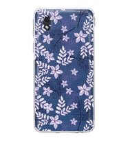 Samsung Galaxy A01 Core  Kamera Korumalı Kapak Floral Lila Tasarımlı  Şeffaf Kılıf