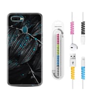 Oppo A5S A15 A16 A54 A55 A73 A74 Kılıf Kablo Koruma Spiral Silikon Foid Green 1643