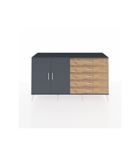 Kronos Konsol 4 Raflı 5 Çekmeceli 2 Kapaklı 176x59x99 Antrasit-Antrasit/Çam