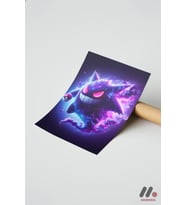 Pokemon Gengar Poster, Çerçevesiz Yüksek Kalite Duvar Afişi - Anime Severlere Özel