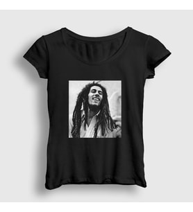 Presmono Kadın Siyah Photo Bob Marley T-Shirt 265517tt