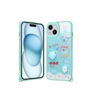 Apple iPhone 15 Plus Uyumlu Kılıf Parlayan Simli Kabartma Figürlü Zore Cevze Kapak (Açık Yeşil)
