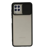 Durukar® Samsung Galaxy A22 Kılıf Palm Buzlu Kamera Sürgülü Silikon - Siyah