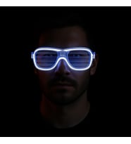Beyaz Led Işıklı Parti Gözlüğü - Neon Glow Şerit Gözlük 3 Modlu (Çok Renkli)