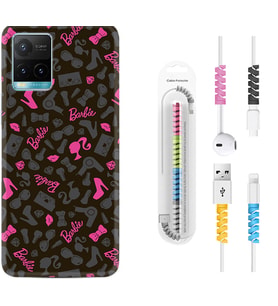 Vivo Y11S Y21S Y20 Y20S Y70 Kılıf Kablo Koruma Spiral Silikon Barbie and Shoes 1413