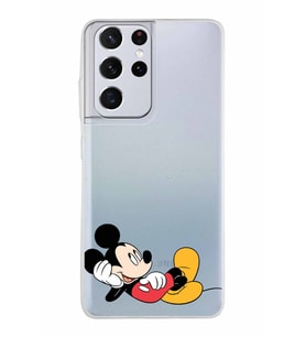 Samsung Galaxy S21 Ultra Kapak Mickey Mouse Tasarımlı Şeffaf Silikon Kılıf