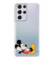 Samsung Galaxy S21 Ultra Kapak Mickey Mouse Tasarımlı Şeffaf Silikon Kılıf