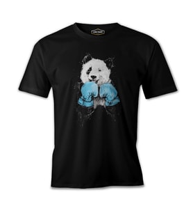 Panda - Boks  Siyah Erkek Tshirt