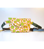 Renkli Yuvarlak Geometrik Desenli Sarı Kareli Astar Mini Bag Bel Çantası