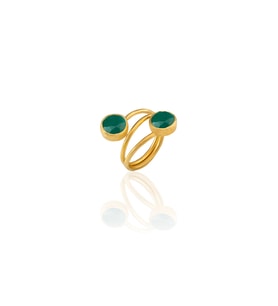 Kadir Jewellery 22 Ayar Altın Kaplama Zirkon Taşlı Ayarlanabilir Renkli Taşlı Yüzük