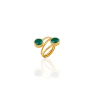 Kadir Jewellery 22 Ayar Altın Kaplama Zirkon Taşlı Ayarlanabilir Renkli Taşlı Yüzük