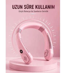 Pembe Boyun Fanı Sessiz Çalışan Usb Şarjlı Taşınabilir Kişisel Serinletici