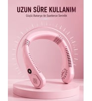 Pembe Boyun Fanı Sessiz Çalışan Usb Şarjlı Taşınabilir Kişisel Serinletici