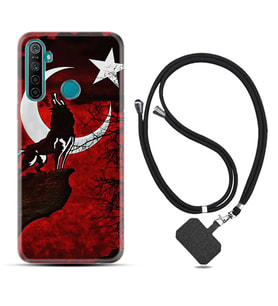 Realme 5i 5 Pro 6i 7 Pro 8 Kılıf Boyun Askılı Silikon Wolf and Moon 2 1381