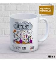 Kişiye Özel Meslek Temalı Kupa  İsimli & Fotoğraflı Premium Hediye Bardak Kimyager