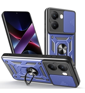 Xiaomi Poco X7 Pro Uyumlu Kılıf Magnetik Standlı Kamera Korumalı Zore Sürgülü Vega Kapak