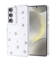 Samsung Galaxy S24 FE Uyumlu Kılıf Airbag Tasarımlı Simli Şeffaf Zore Kutup Kapak (Beyaz)