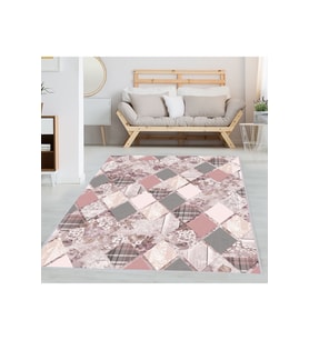 Rovigo Home Dijital Baskı Yıkanabilir Kaymaz Taban Salon Halısı RVG1340-HT201 160x120 cm (Pembe)