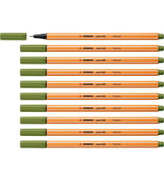 Stabilo İnce Keçe Uçlu Kalem 88 Point 0.4 MM Yosun Yeşili Fineliner Kalem (10 Lu Paket) (Karışık)